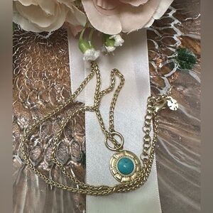 Lucky Brand Gold Necklace with Turquoise Accent N11